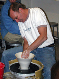 Peter throwing a bowl